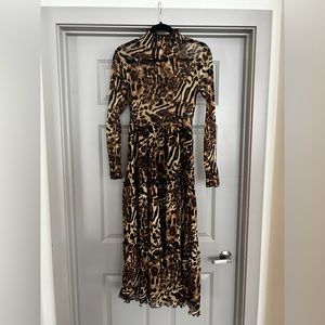 High neck Leopard print maxi dress